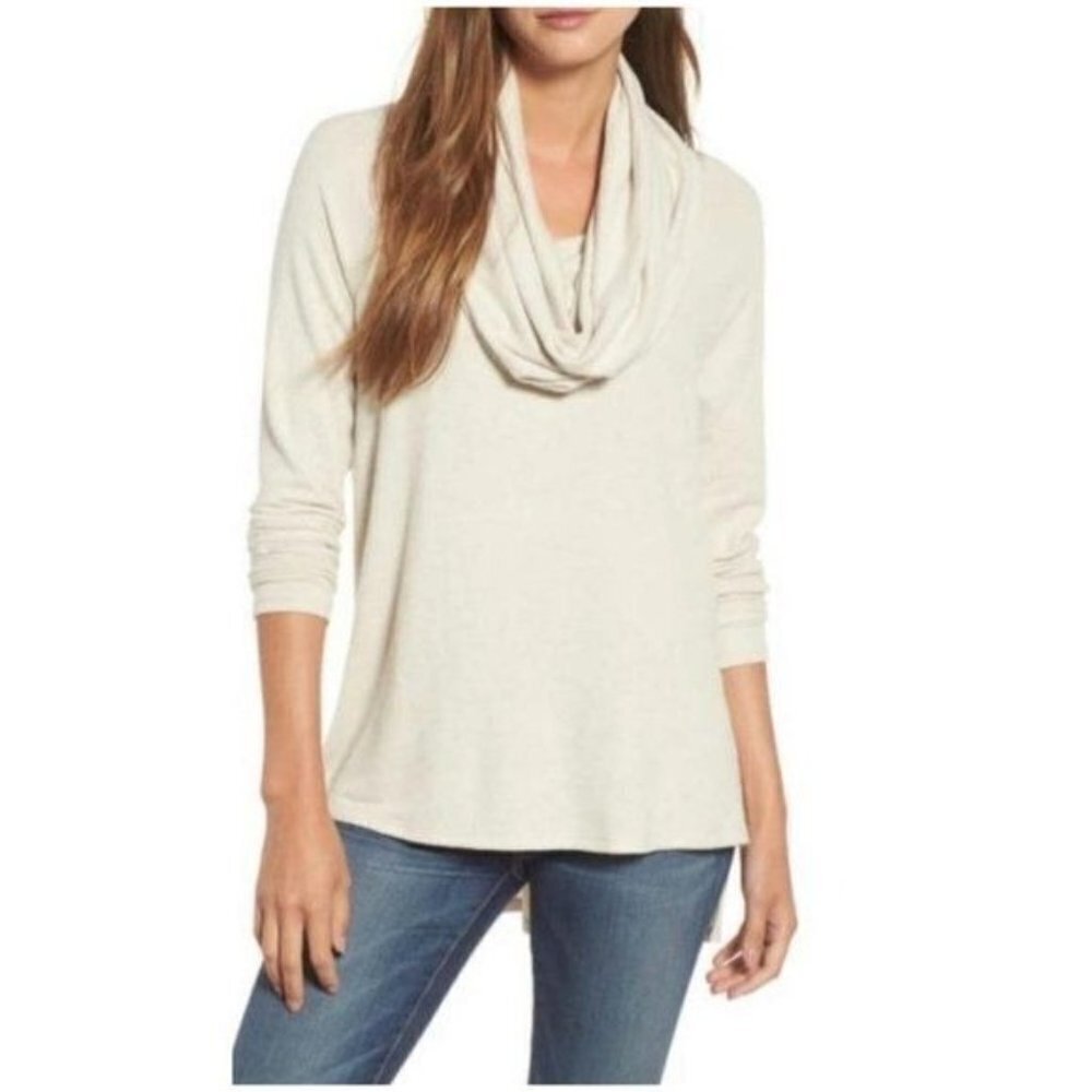 New Gibsonlook XS Women's Cozy Fleece Lightweight Tunic Sweater Cowl Neck Ivory